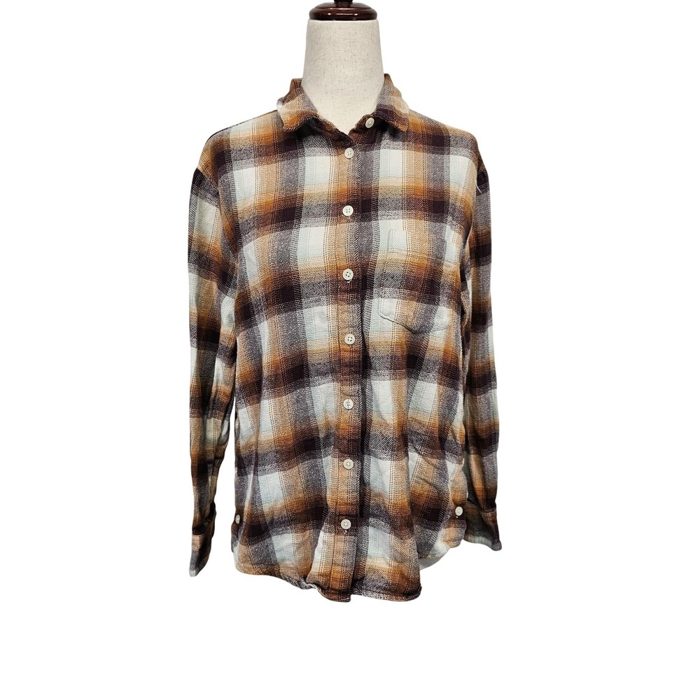Madewell Shirt Womens Small Brown Plaid Button Up Flannel Long Sleeve Casual Top
